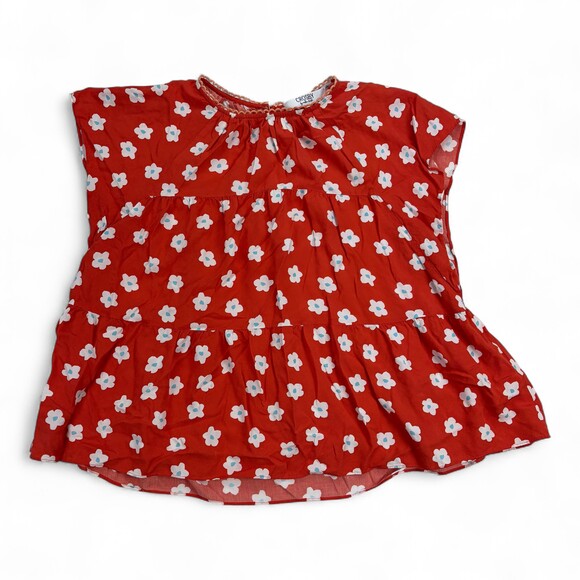 Crosby Tops - Crosby Red Floral‎ Tiered Babydoll Blouse Size M